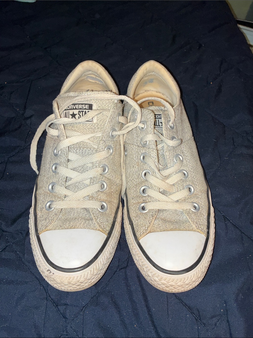 Converse Low Top Sneakers in Light Beige and White